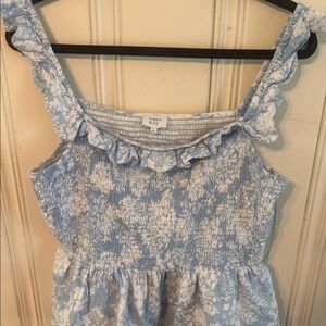 Crown & Ivy Blue and White Ruffled Sundress